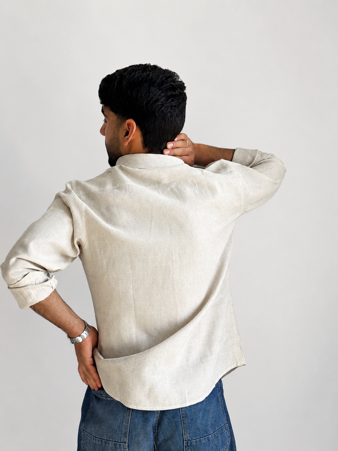 Men’s Premium Cotton Linen Relaxed Fit Shirt – Beige | Attirity
