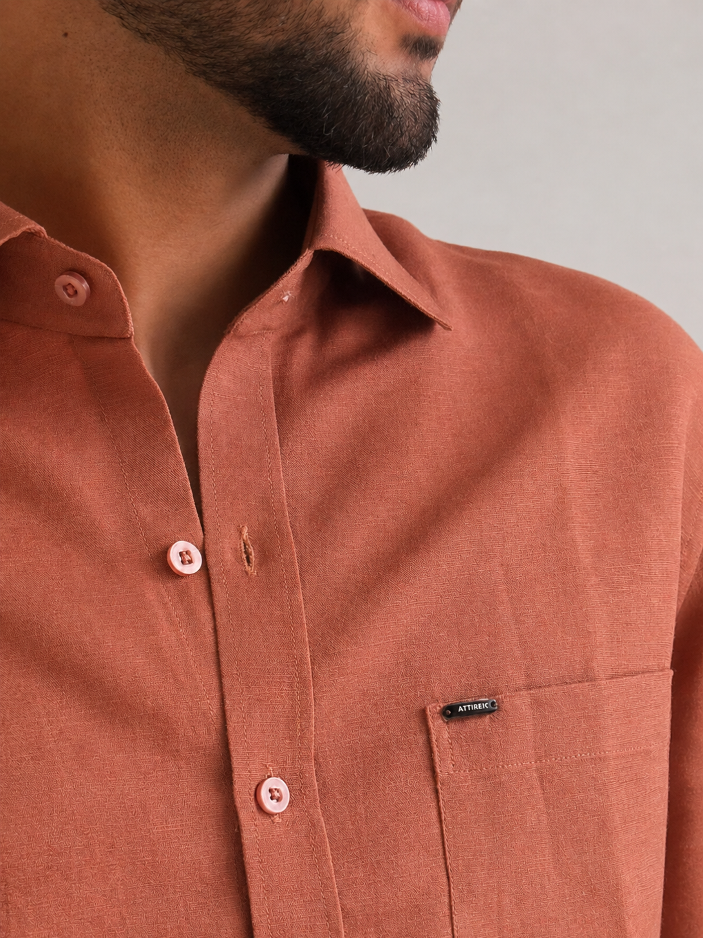 Men’s Premium Pure Linen Relaxed Shirt – Cinnamon Brown | Attirity