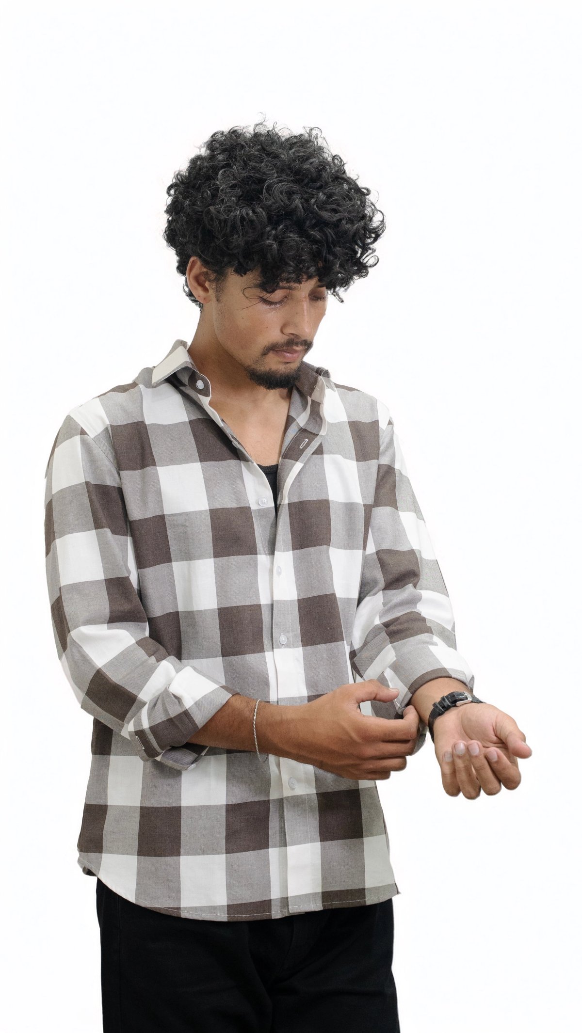 Brownstone — Brown & White Checkered Shirt - View 2