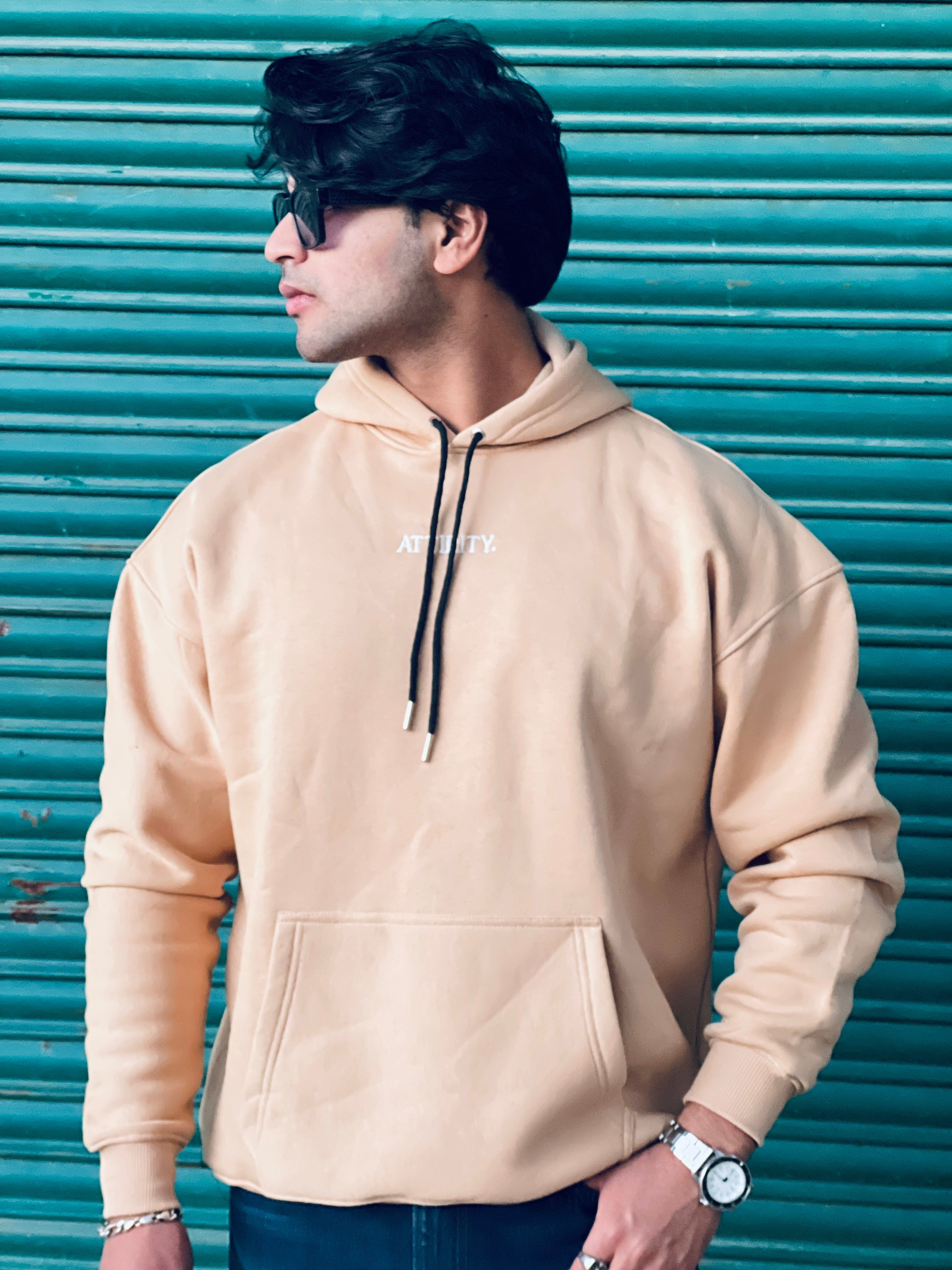 Ecru Solid Hoodie