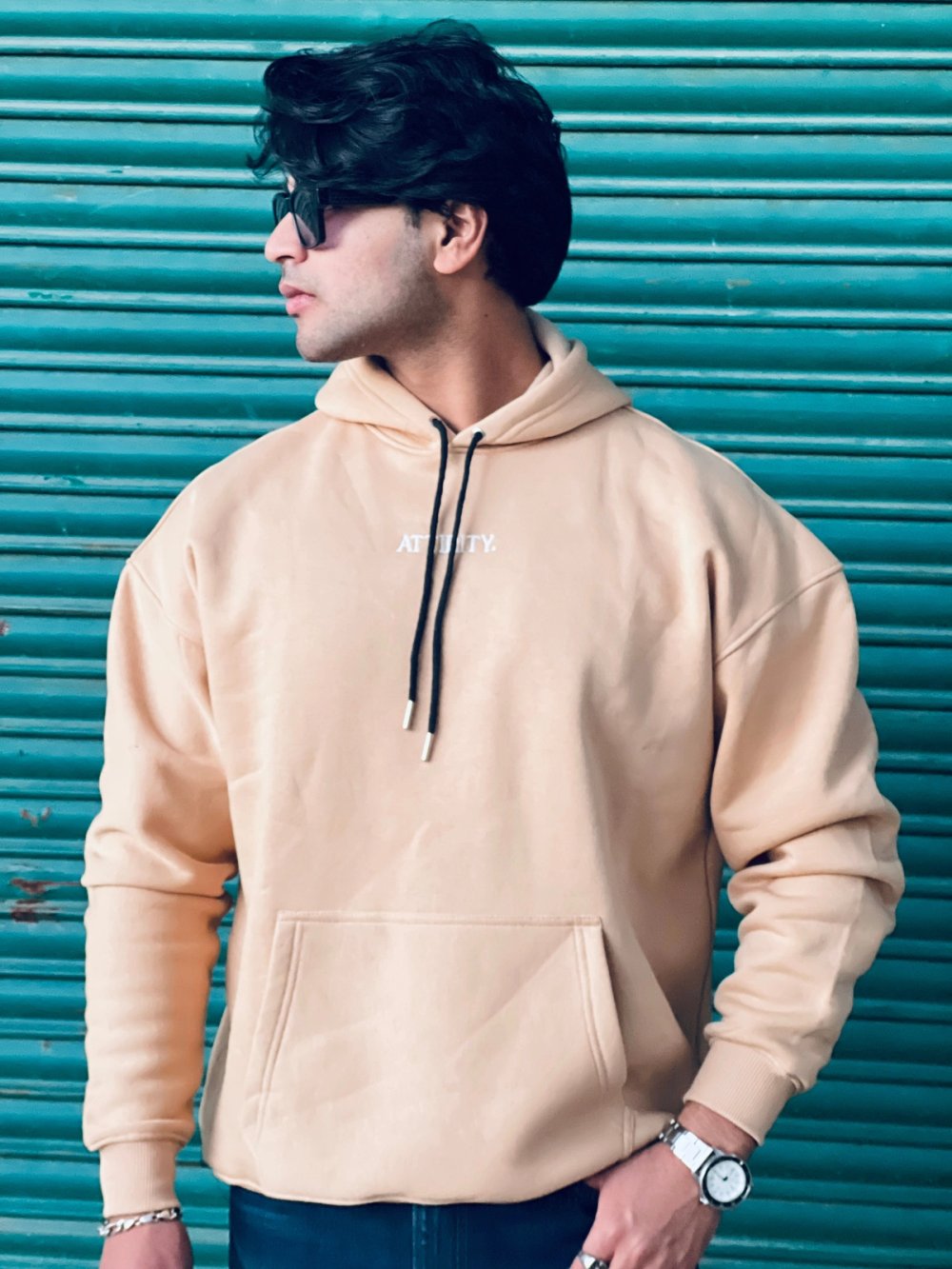 Ecru Solid Hoodie