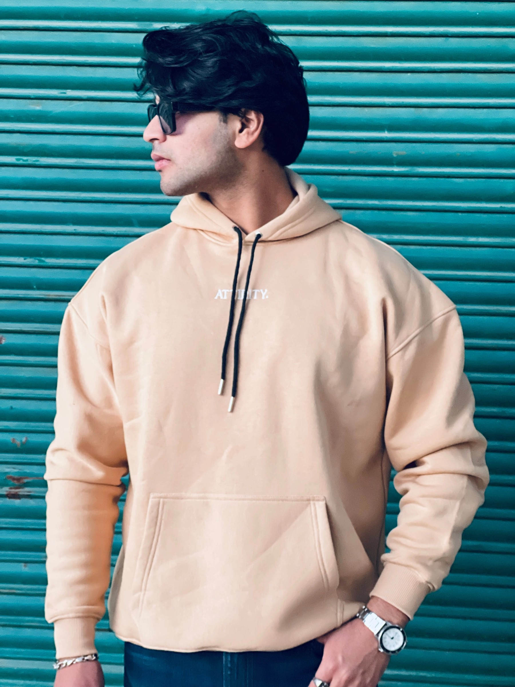 Ecru Solid Hoodie