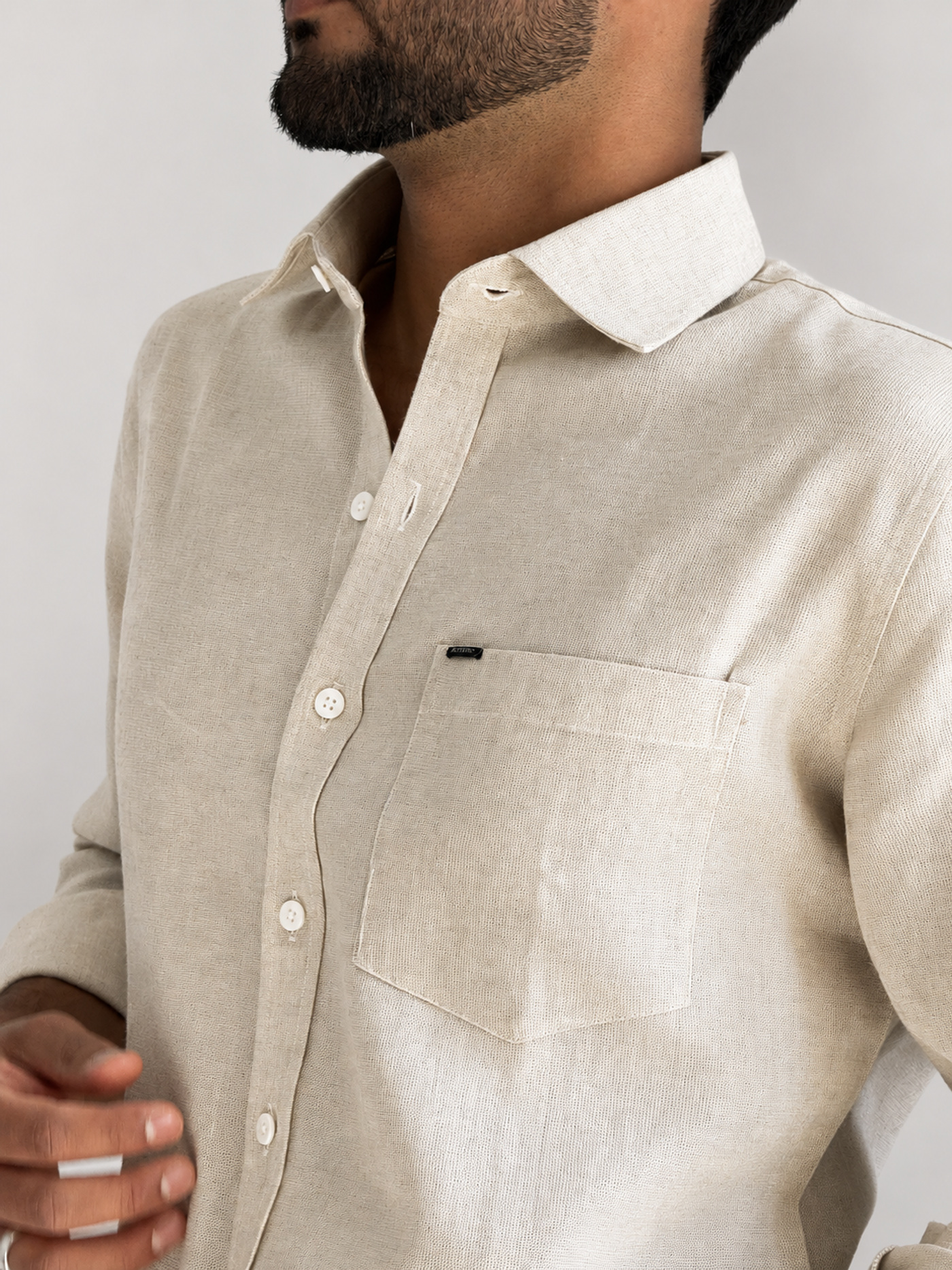 Men’s Premium Cotton Linen Relaxed Fit Shirt – Beige | Attirity