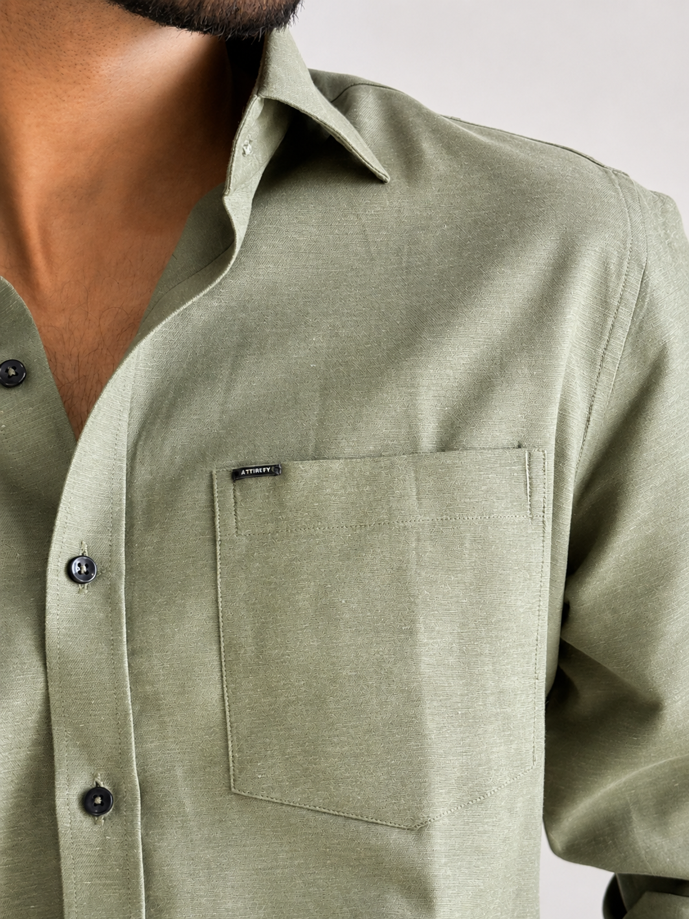 Men’s Premium Pure Linen Relaxed Fit Shirt – Dirty Green | Attirity