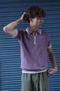 Lavender Textured Zip Polo