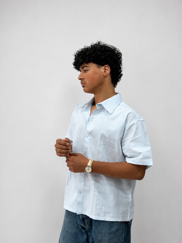 Blue Striped Oxford Boxy Shirt