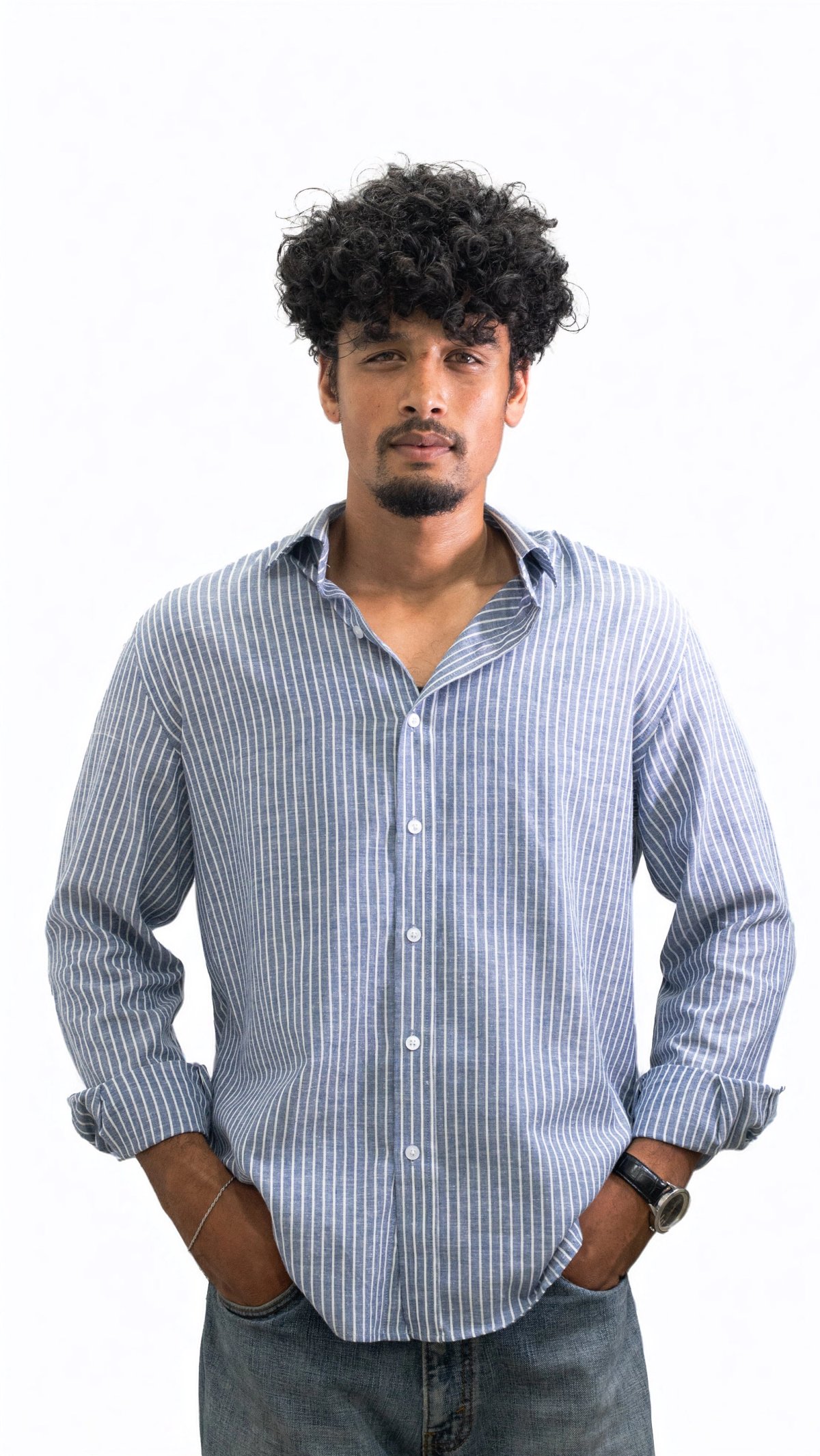 Oceanline — Dusty Blue Striped Shirt - View 2