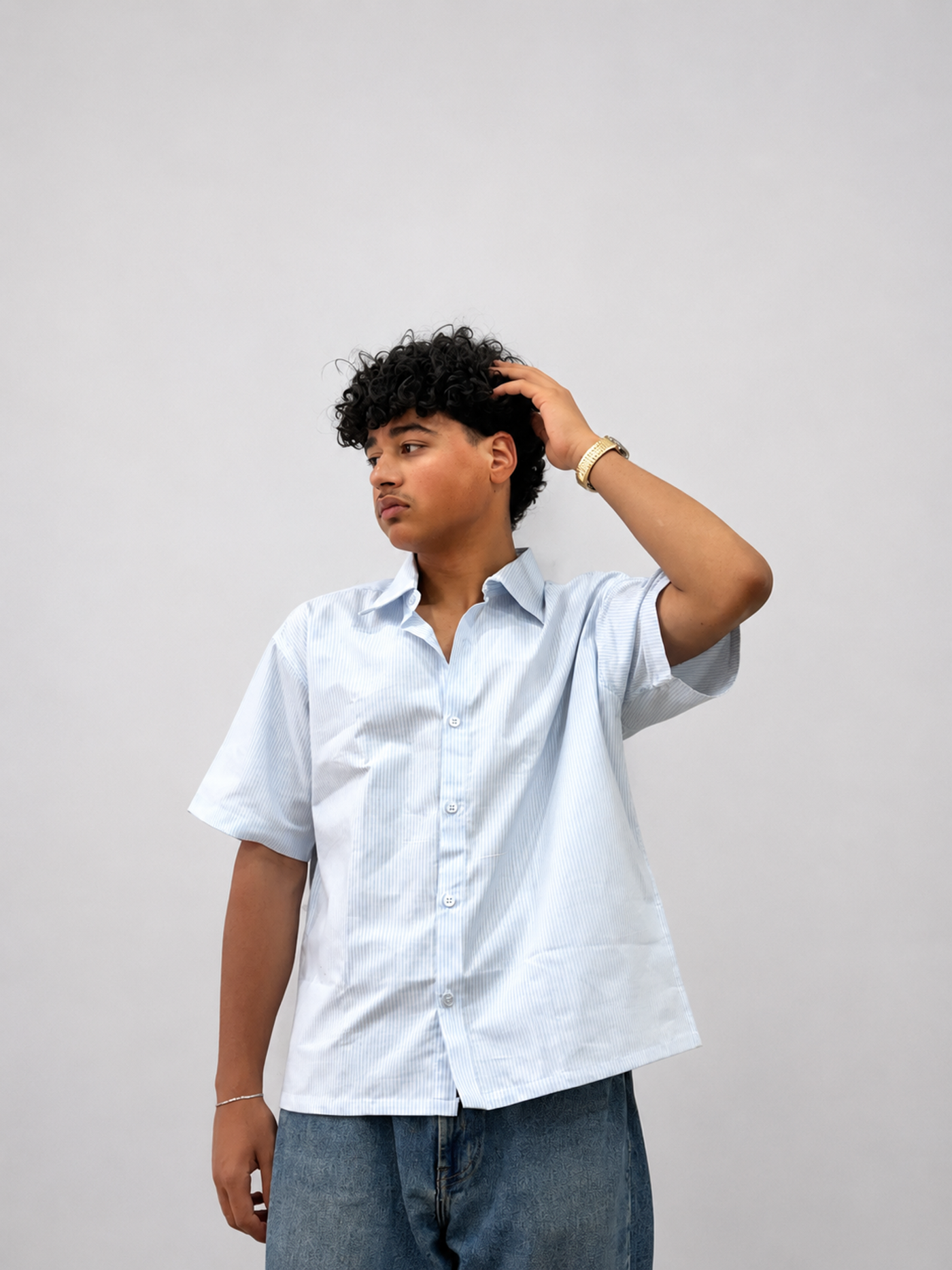 Blue Striped Oxford Boxy Shirt