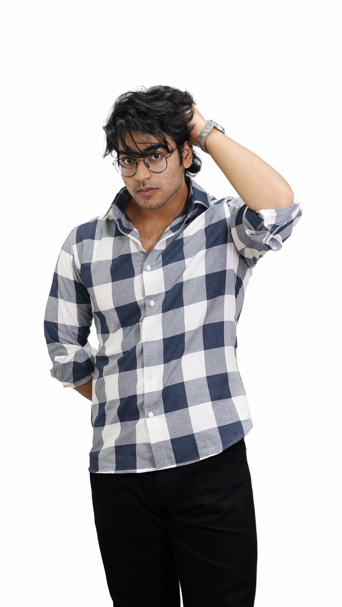 Steelshade — Grey & White Checkered Shirt - View 2