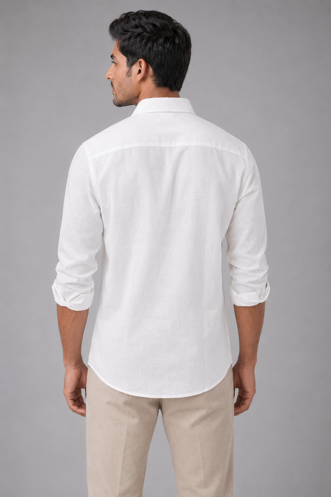 Men’s Premium Cotton Linen Relaxed Fit Shirt – White | Attirity