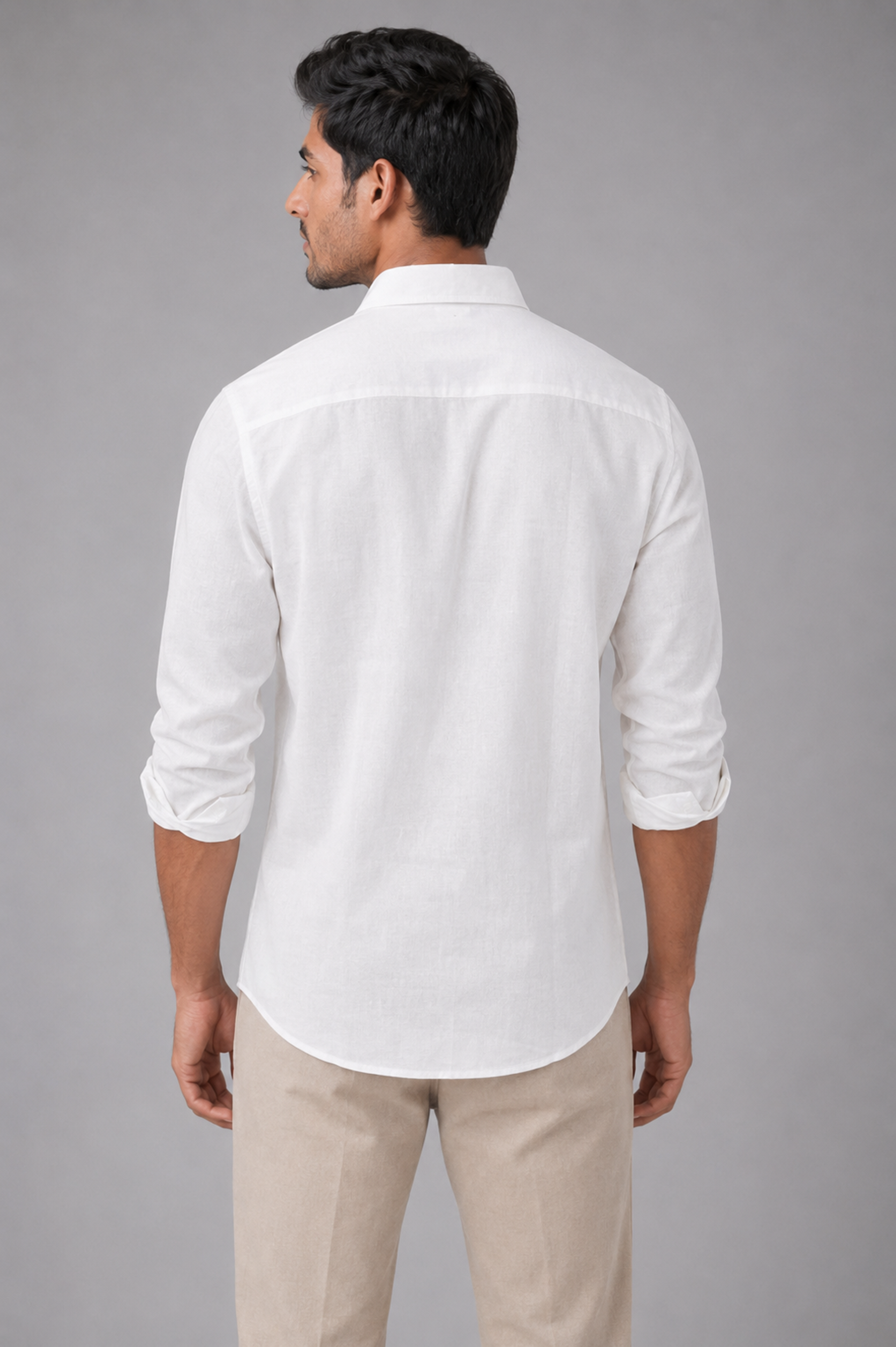 Men’s Premium Cotton Linen Relaxed Fit Shirt – White | Attirity