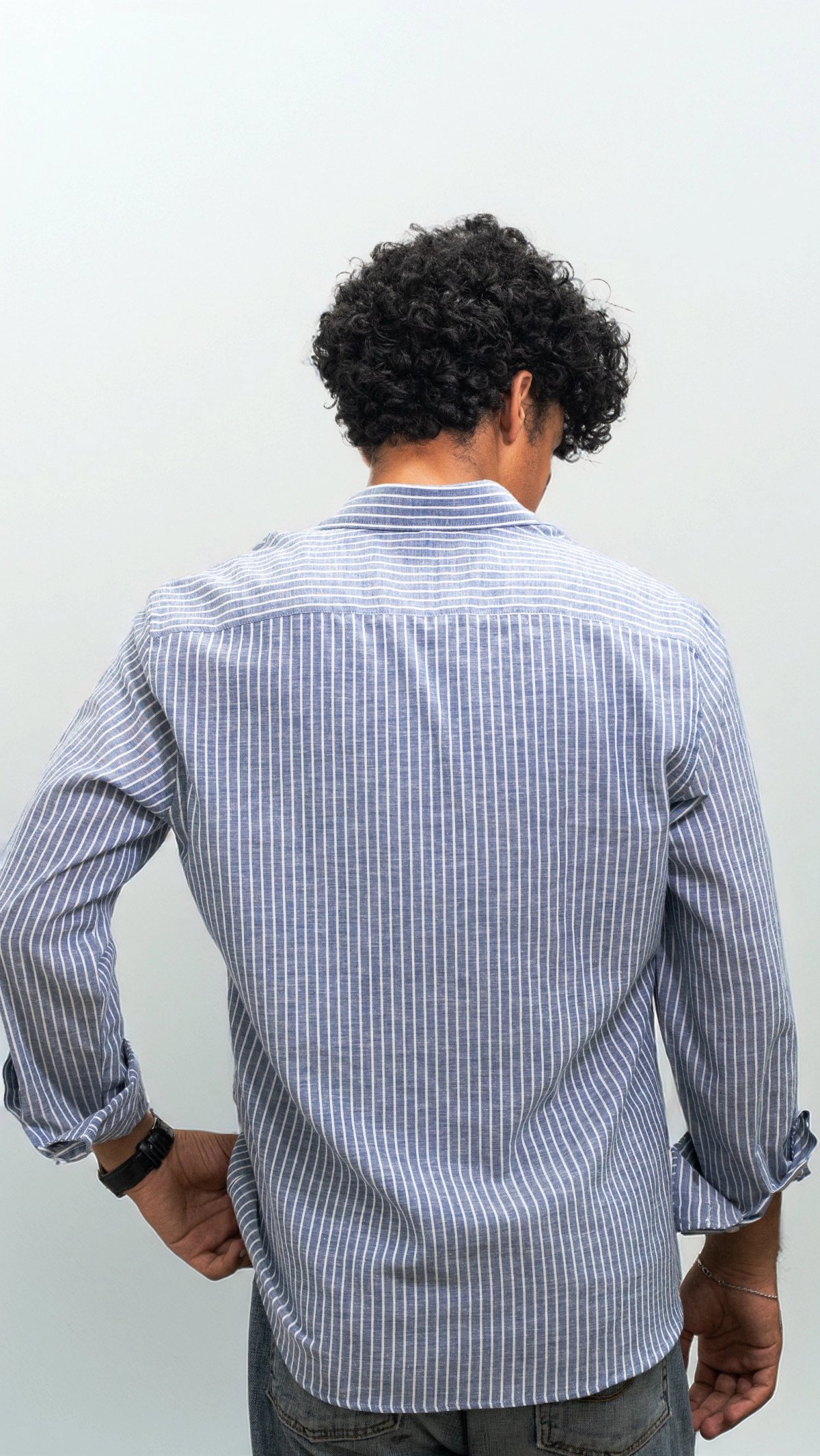 Oceanline — Dusty Blue Striped Shirt - View 4