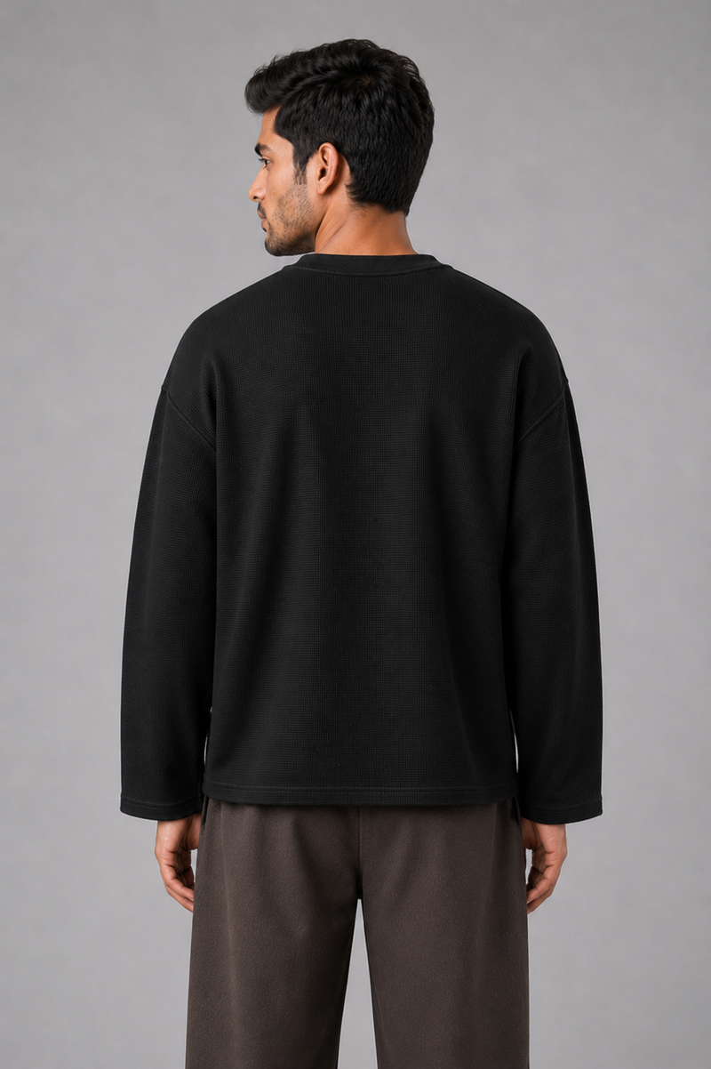 Core Waffle Full Sleeve - Black - View 3