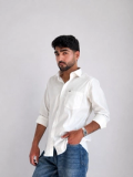 Men’s Premium Cotton Relaxed Fit Shirt – Solid White | Attirity