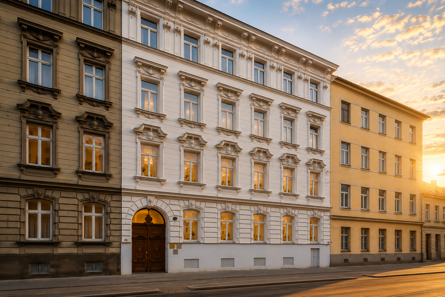 Heller Altbau-Wohnraum des Projekts AM TABOR 8 in Wien