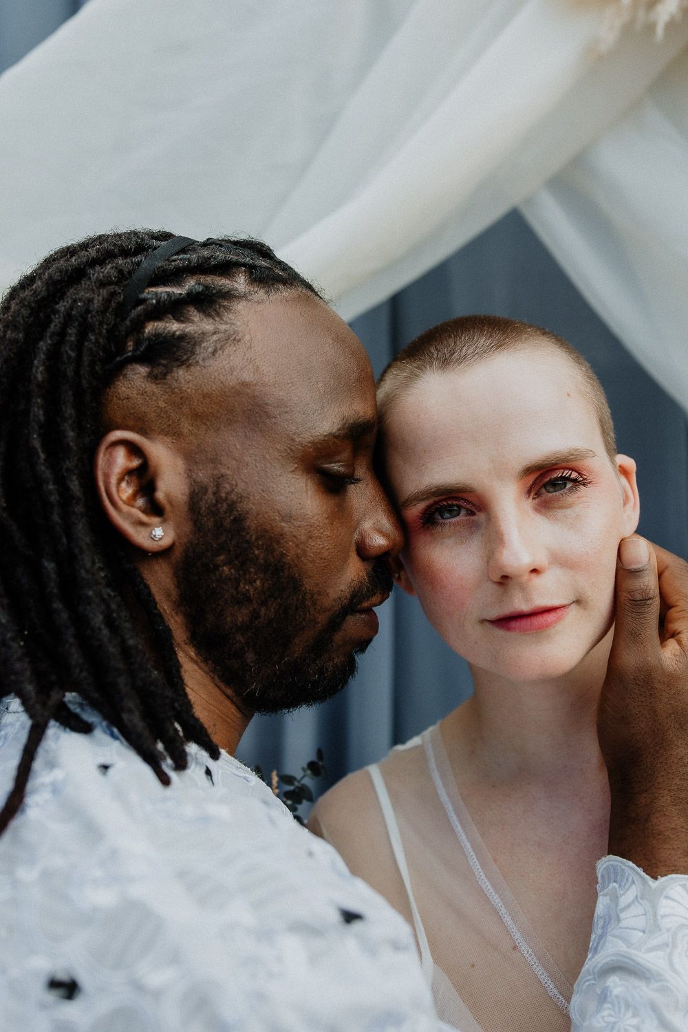 Bride and groom at interracial brooklyn wedding