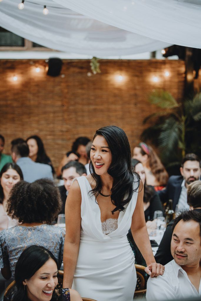 LGBTQ wedding of two brides in brooklyn restaurant
