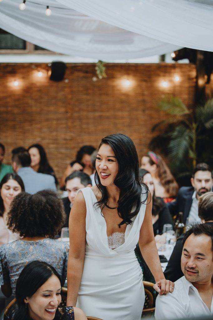 LGBTQ wedding of two brides in brooklyn restaurant