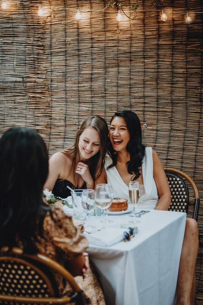 LGBTQ wedding of two brides in brooklyn restaurant