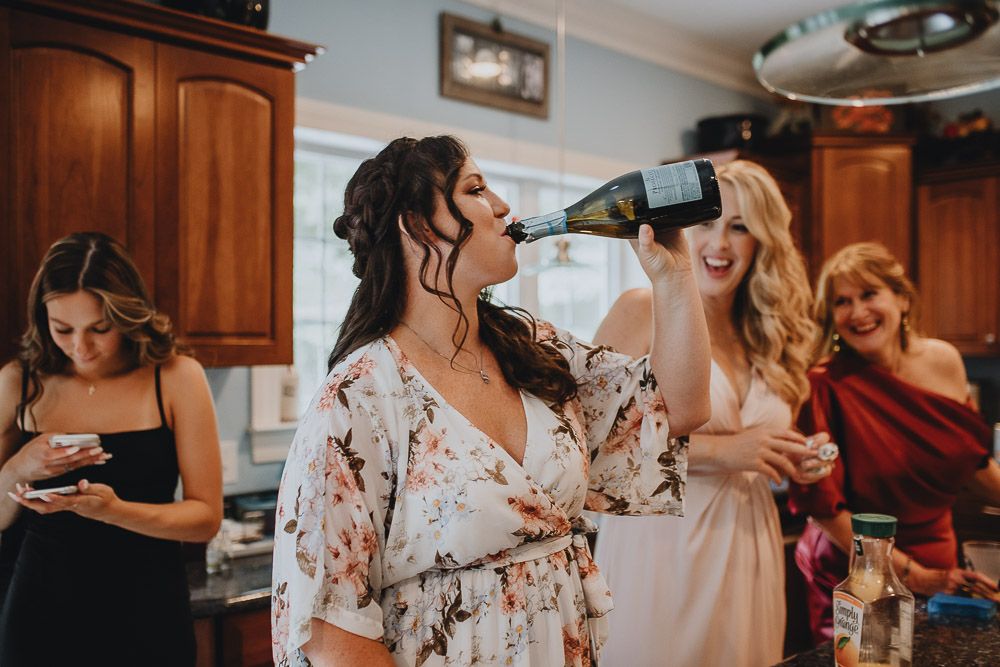 Bride getting ready before hudson valley wedding