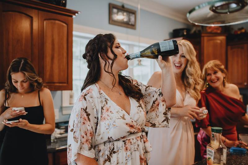 Bride getting ready before hudson valley wedding