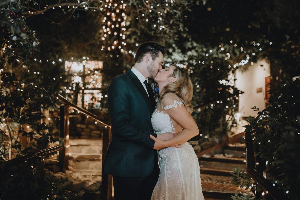 Bride and groom flash portrait at los angeles wedding
