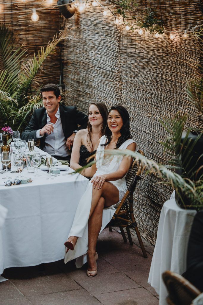 LGBTQ wedding of two brides in brooklyn restaurant