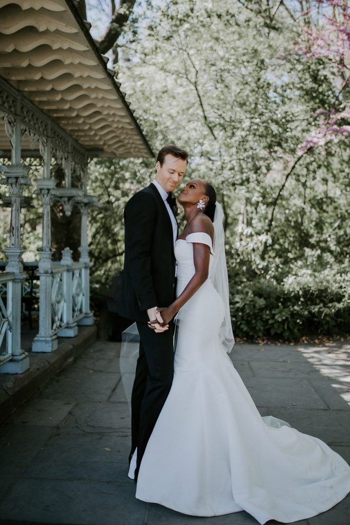 Bride and groom portrait at central park wedding in nyc