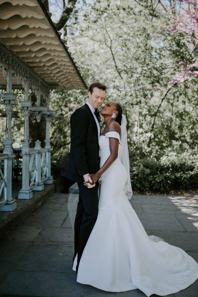 Bride and groom portrait at central park wedding in nyc