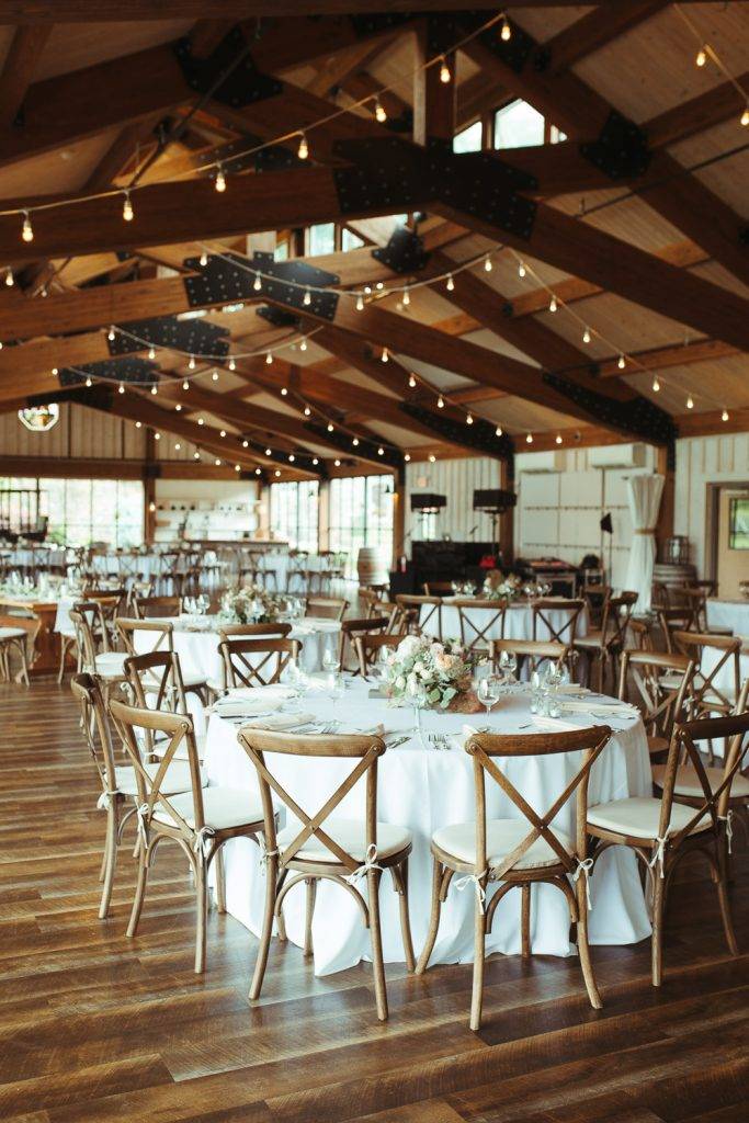 Table decorations at red maple vineyard wedding reception