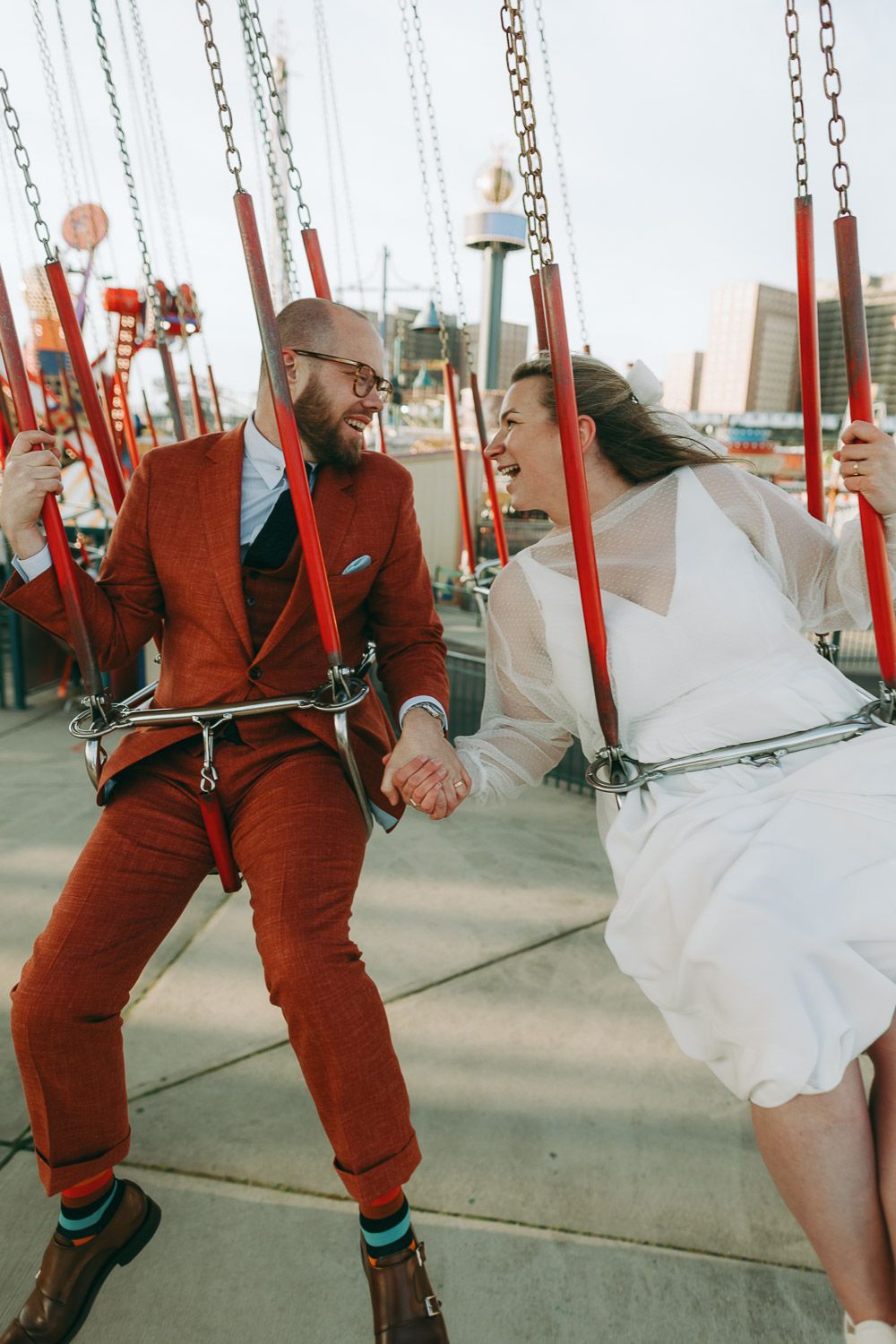 Elopement at coney island amusement park