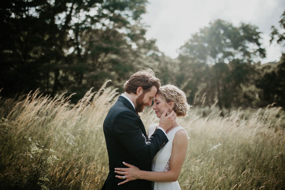 Bride and groom at red maple vineyard wedding in hudson valley