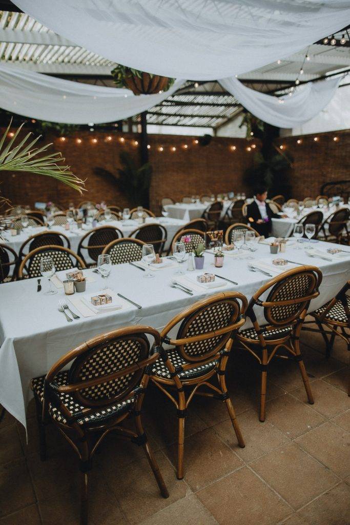 LGBTQ wedding of two brides in brooklyn restaurant