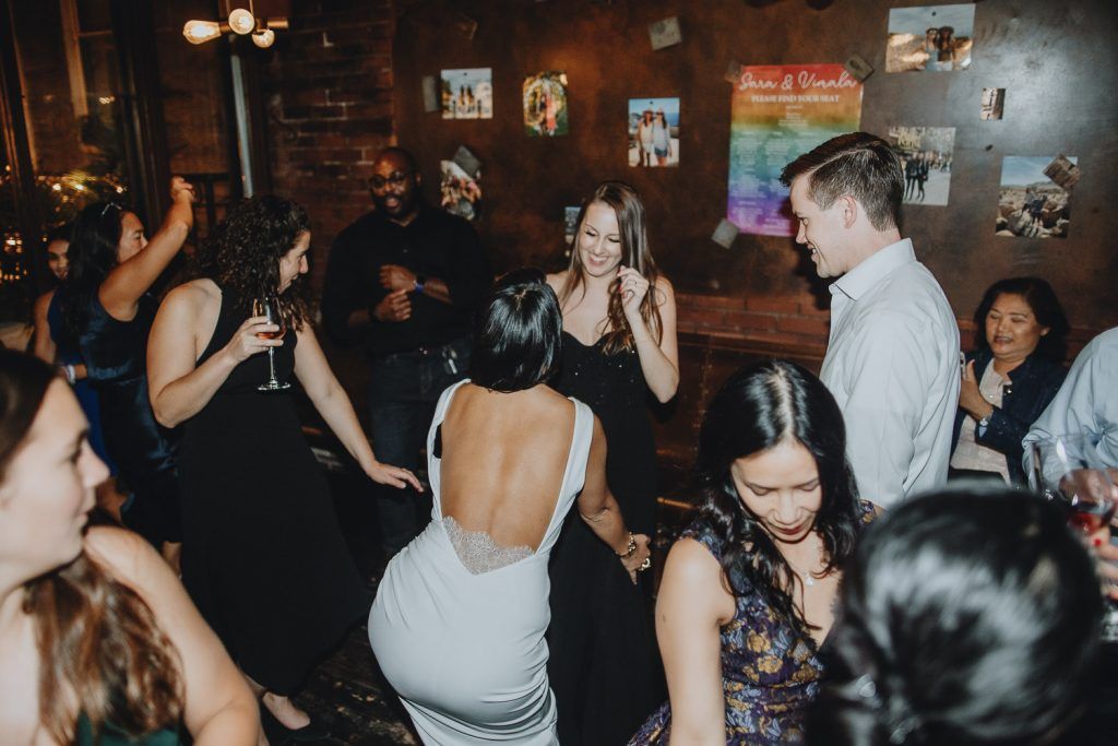 LGBTQ wedding of two brides in brooklyn restaurant