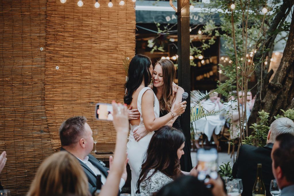 Two brides at lgbtq wedding at bacchus brooklyn