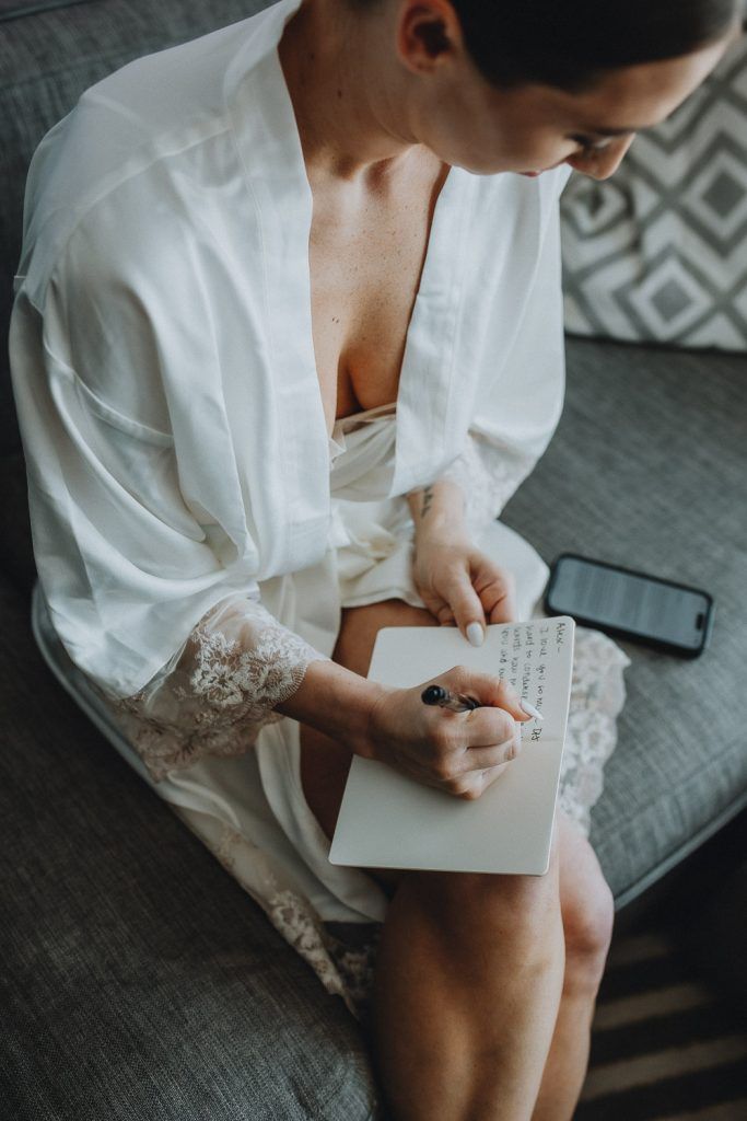 Bride getting ready before brooklyn wedding at the william vale