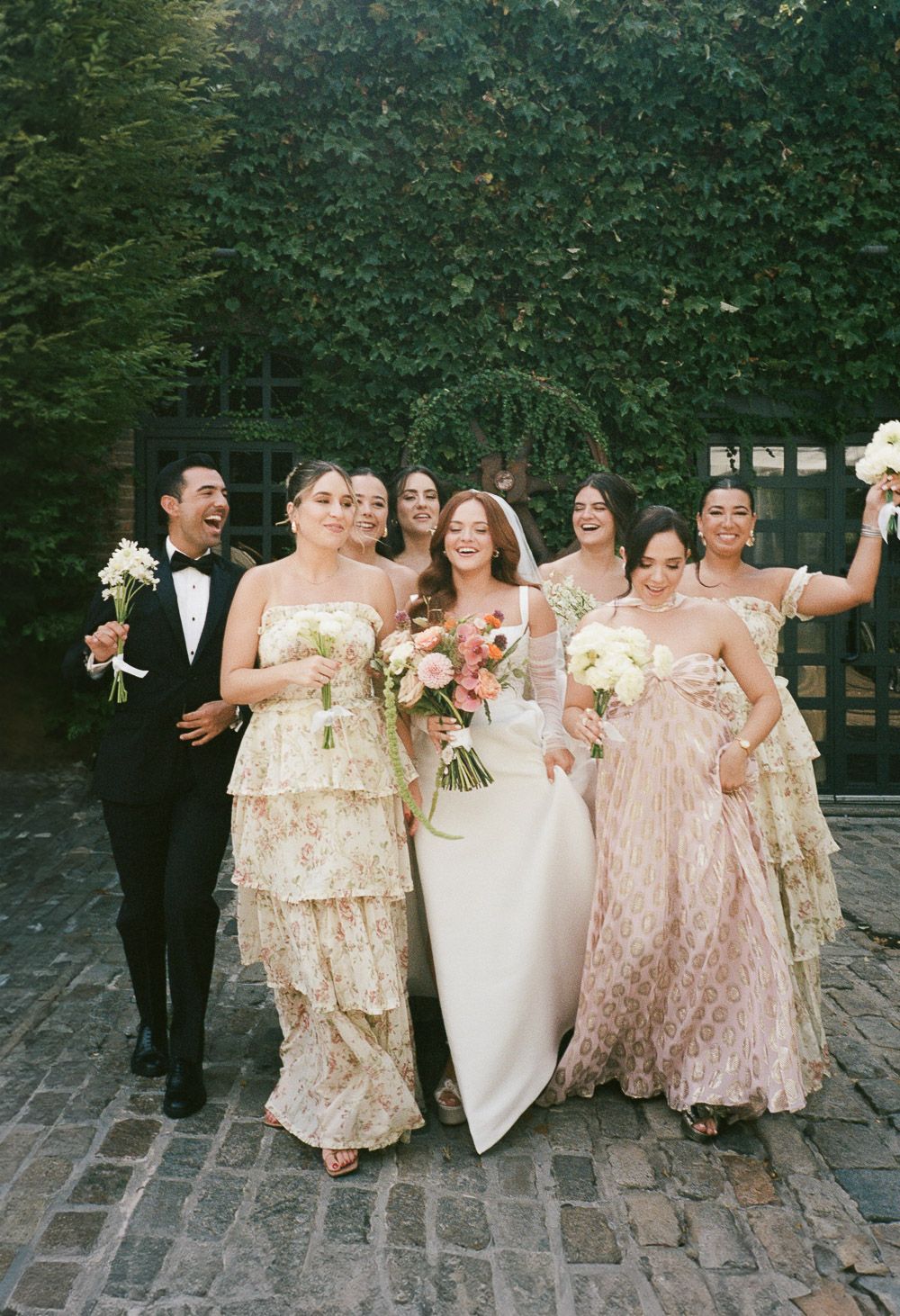 Film photo of bridal party at wedding at the foundry nyc