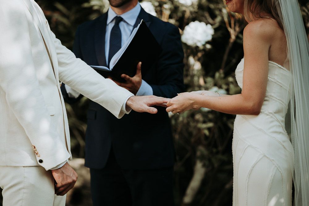 Backyard wedding ceremony in the hamptons