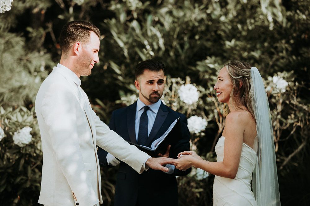 Backyard wedding ceremony in the hamptons