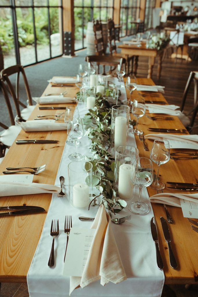 Table decorations at red maple vineyard wedding reception