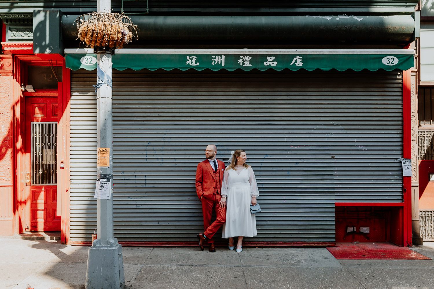 Bride and groom at nyc elopement in chinatown