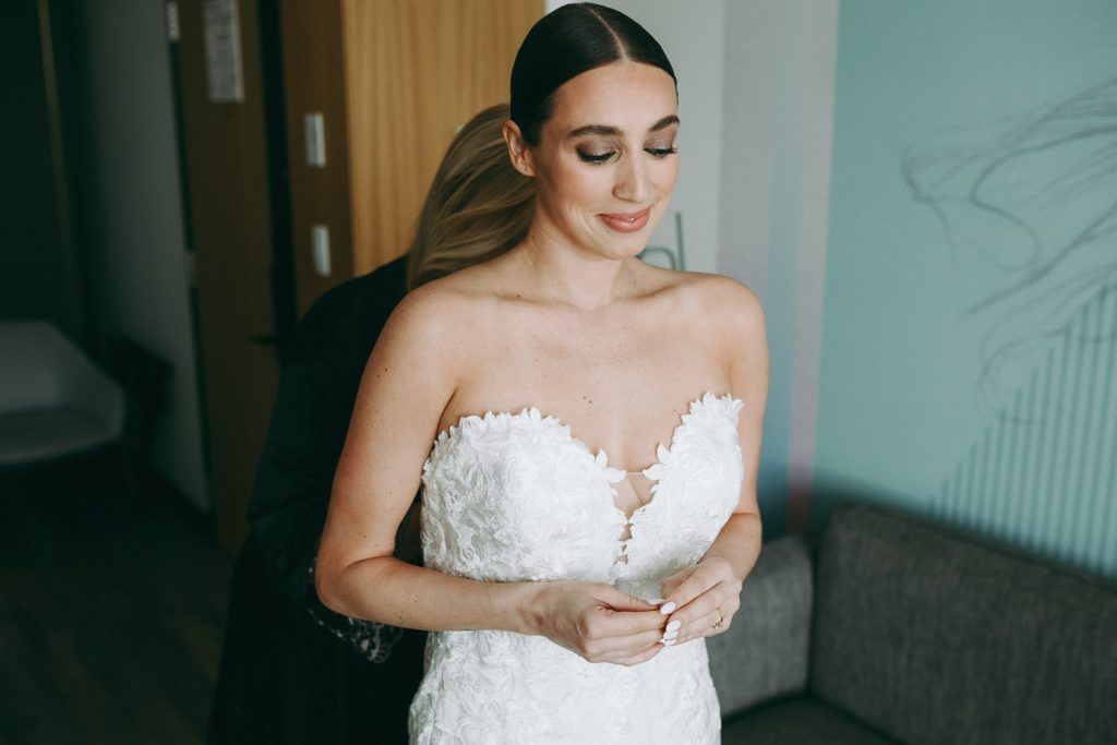 Bride getting ready before brooklyn wedding at the william vale
