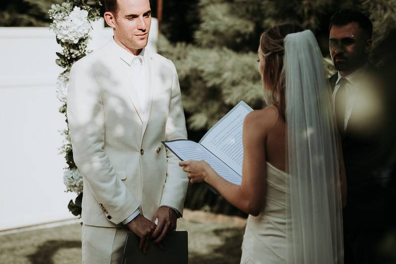Backyard wedding ceremony in the hamptons