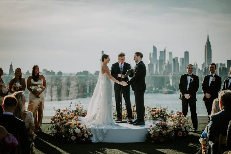 Wedding ceremony on top of the william vale in brooklyn