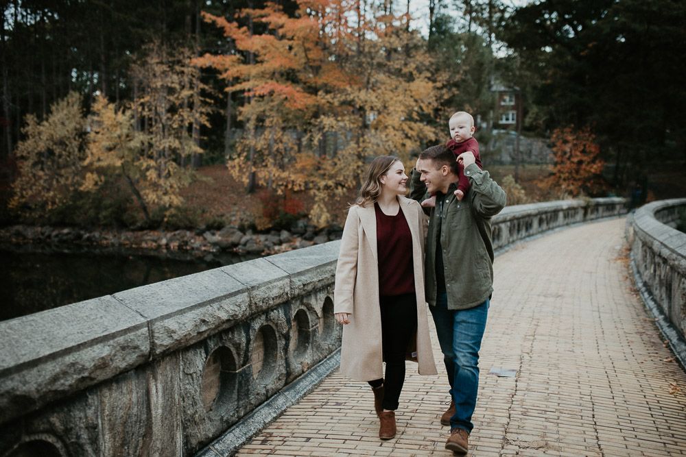Parents and baby during fall family session in west point
