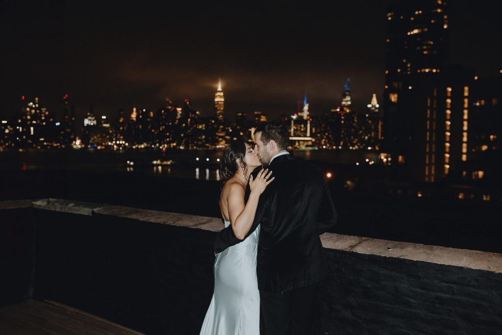 Bride and groom at brooklyn wedding at greenpoint loft