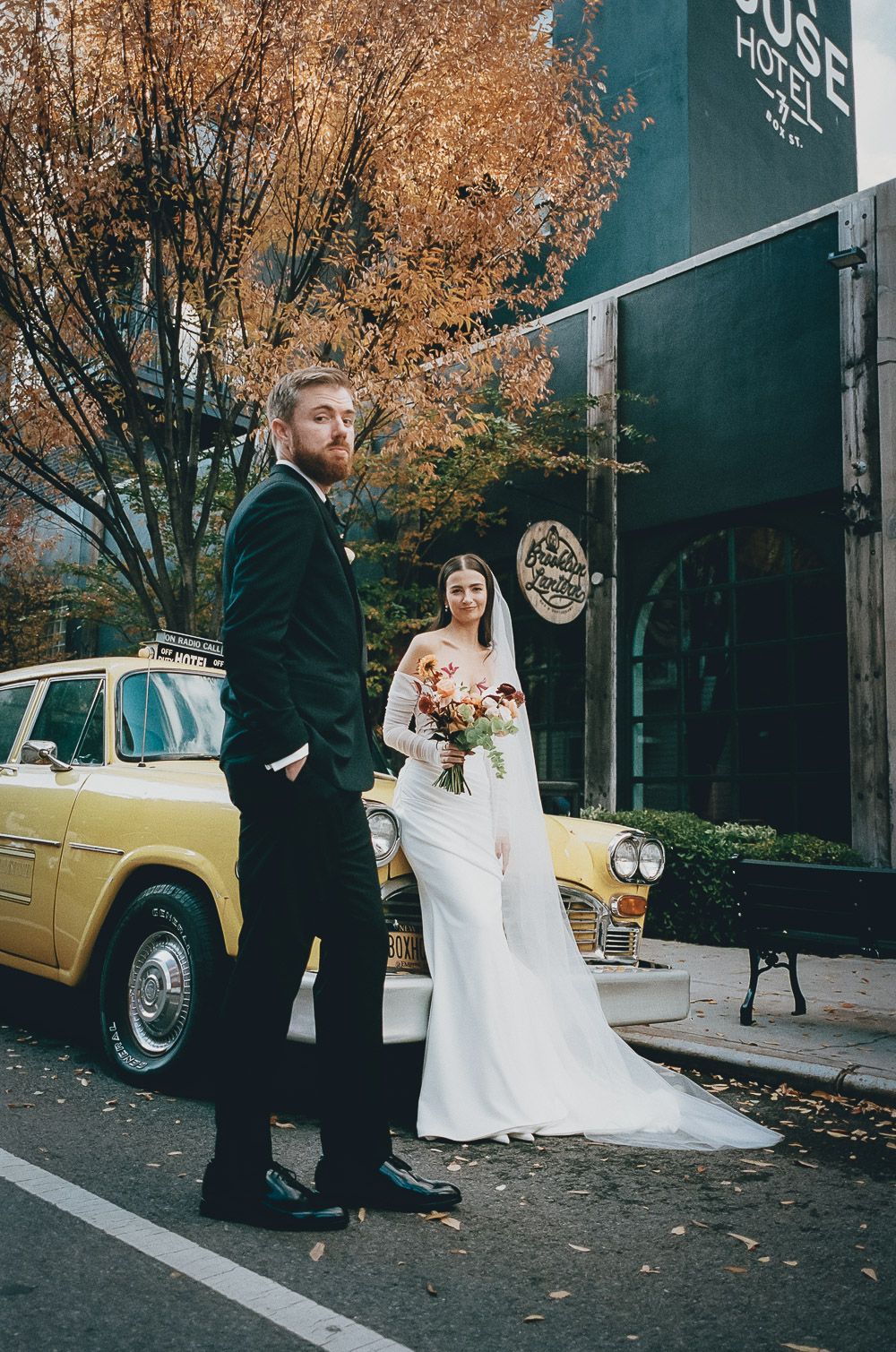 Film photo of fall wedding in nyc