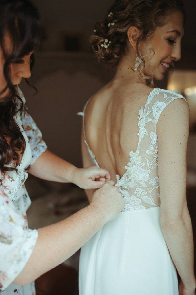 Bride getting ready before hudson valley wedding