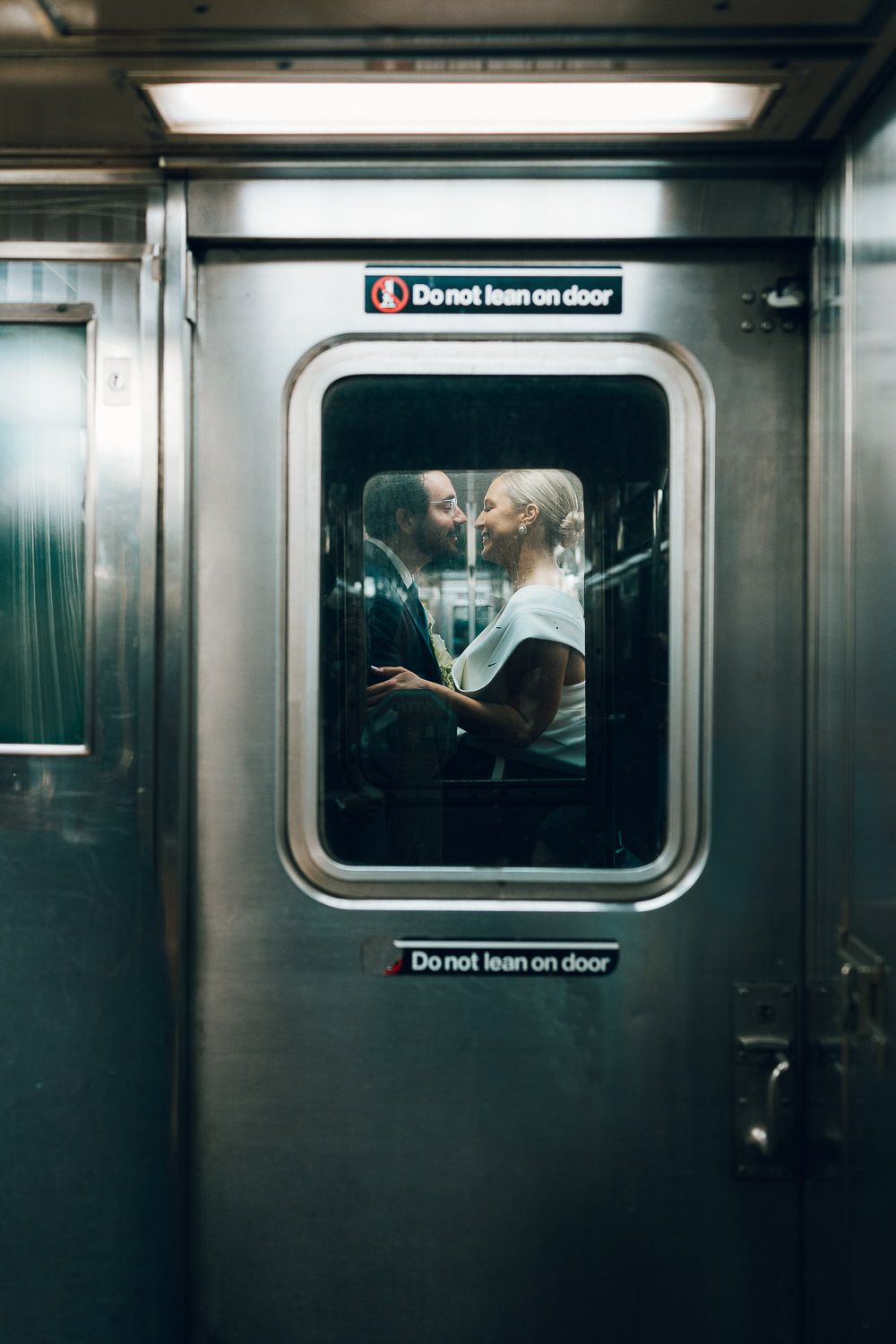 NYC wedding photo in subway