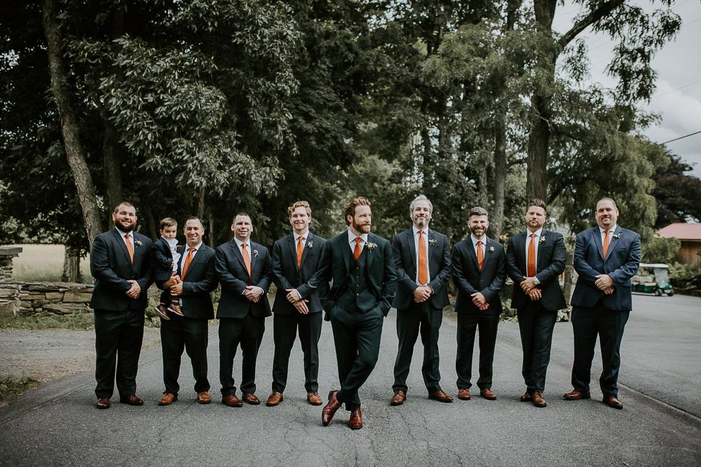 Groomsmen at red maple vineyard wedding in hudson valley